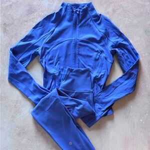 Lululemon Define Jacket Cropped Wunder Leggings Pockets Wild Indigo Set 4 Small
